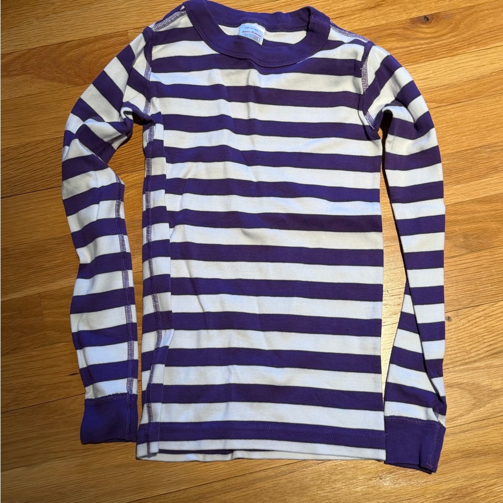 Striped Purple and White Kids Pajamas - Picture 2 of 6